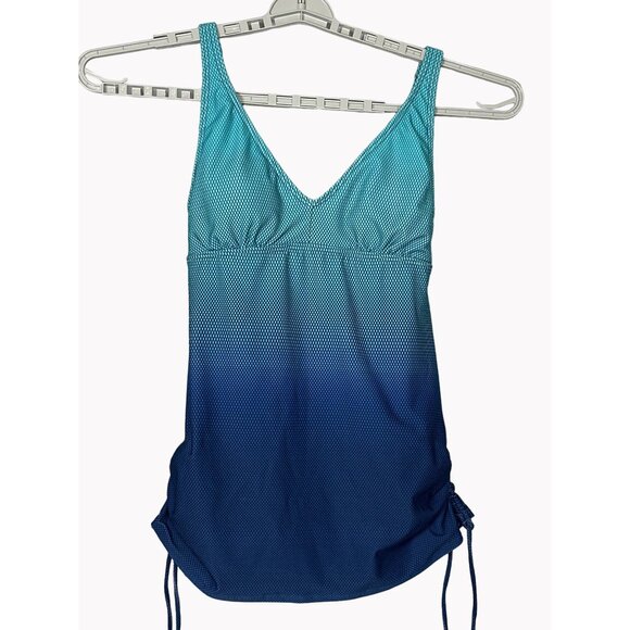 TYR Womens Size 10 Blue V-Neck Sheath Swim Dress With Wireless Padded Top - Picture 1 of 8